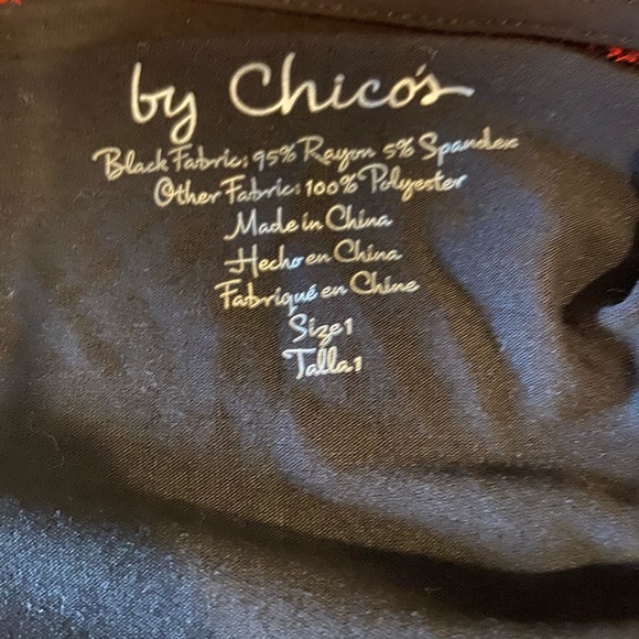 Chico’s Mock Layered Pullover top. Black & Red.  3/4 sleeve. Size 1/Medium - Picture 7 of 7